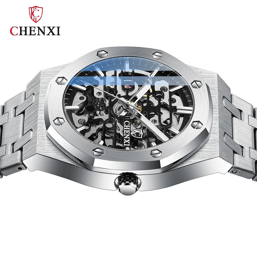 CHENXI Waterproof Stainless Steel Mechanical Tourbillon Wrist Watch